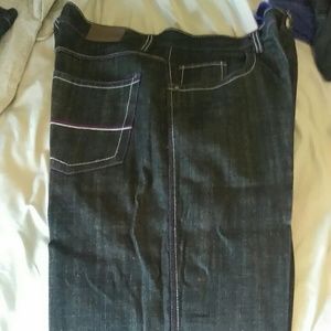 Black jeans with purple trim